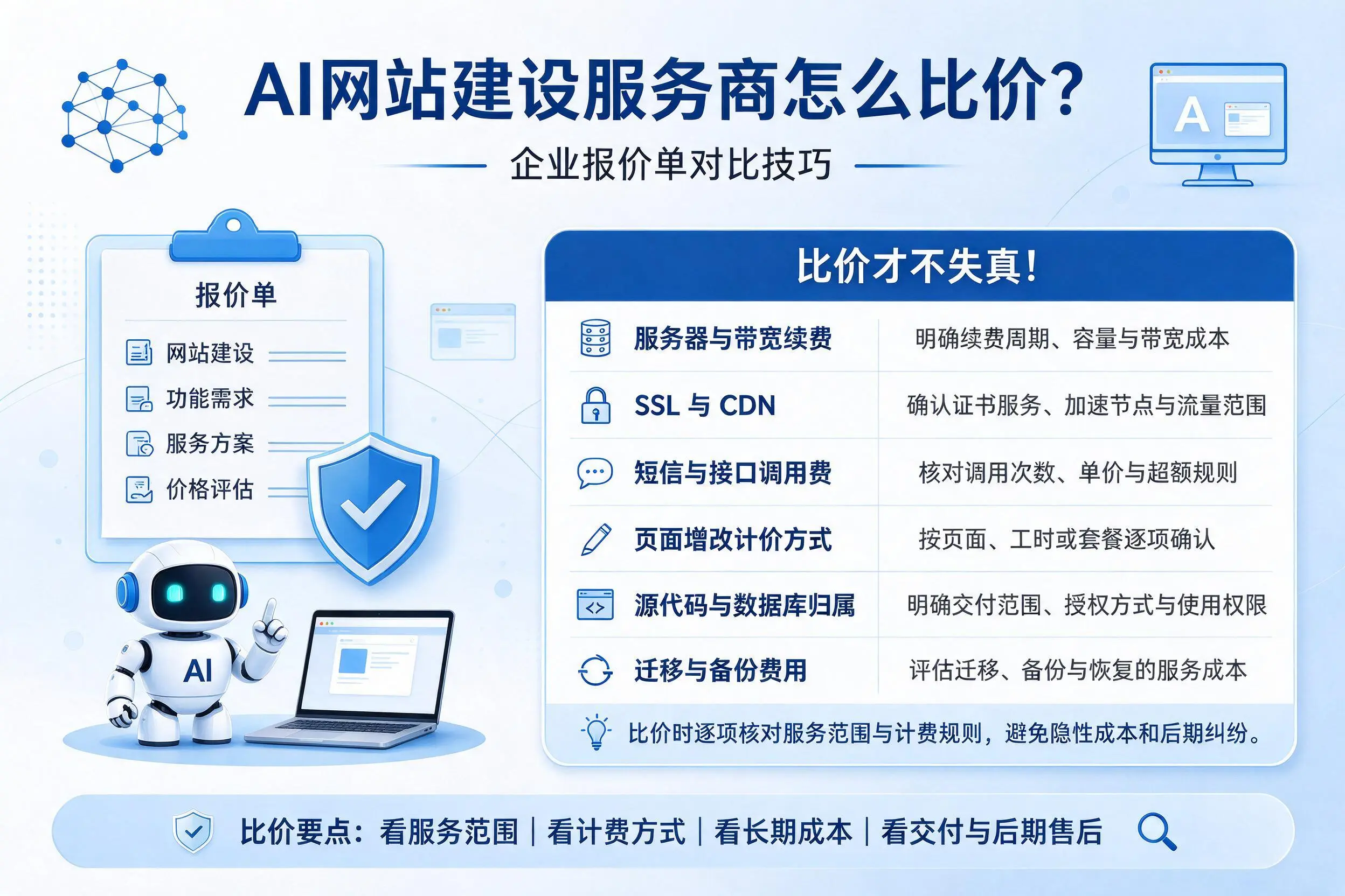 AI网站建设服务商怎么比价?德宏企业报价单对比技巧